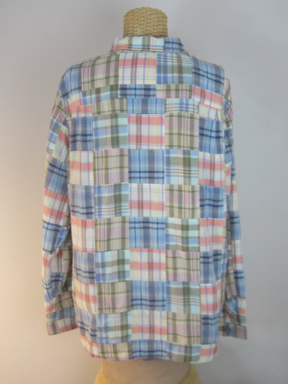 L.L. Bean Shirt Womens L Madras Patchwork Plaid Preppy Coastal Beach LS Shirt - Picture 2 of 13